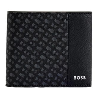HUGO BOSS Wallets & Cardholders, male, Black, ONE SIZE, Monogram Panel Wallet with Logo Details