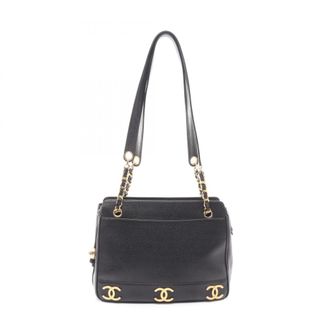 Chanel Black Leather Handbag Tote Bag (Pre-Owned)