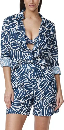 Gottex Profile By Gottex Comeback Linen-Blend Blouse
