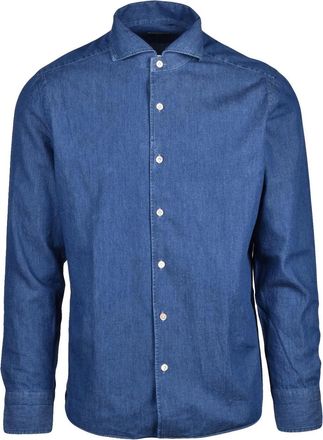 LUIGI BORRELLI NAPOLI Cotton Long-Sleeve Shirt with Structured Collar and Buttoned Cuffs