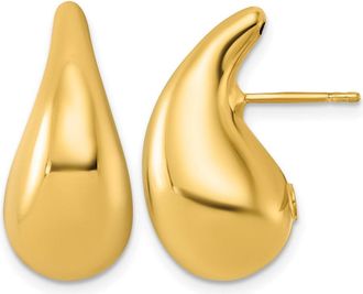 Diamond2Deal 18K Yellow Gold Polished Puffed Teardrop Stud Earrings