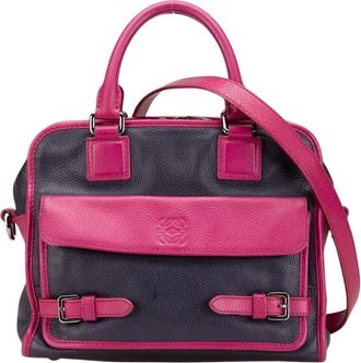 Loewe Pre-owned Borsa Satchel Cruz in Calfskin Bicolore Granato - - Pre-owned - Donna - Blu - ONE SIZE