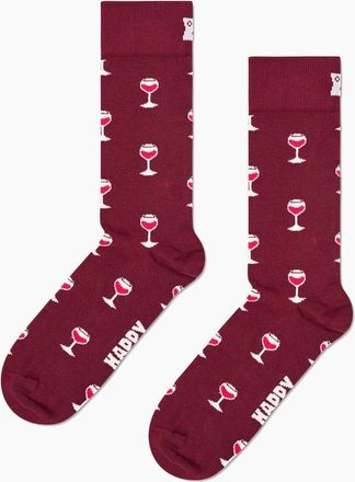 Happy Socks Womens Glass Of Wine Socks, Merlot/Burgundy - Red - Size: 9.5/12.5/12/11.5/11/10.5/10/13/9/8/8.5