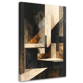 Feeby Cuadro Sobre Lienzo, Abstracci&oacute;n Moderna Dorado Negro, 80x120