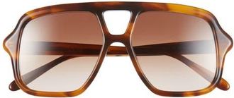 Loewe Slim Rectangular Sunglasses in Dark Havana /Gradient Brown at Nordstrom