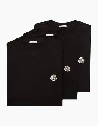 Moncler Mens 3 Pack Cotton T-Shirts Black - Size: 38