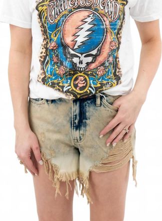 Flying Monkey Sienna Super High-Rise Distressed Shorts In Khaki Washed