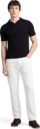Onia Extra Fine Merino Wool Short Sleeve Johnny Collar Polo in Black at Nordstrom, Size Medium