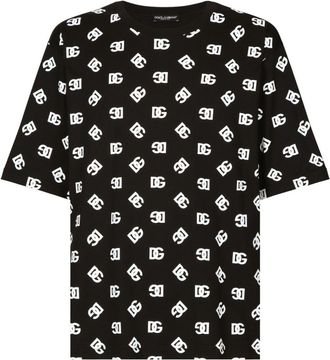 Dolce & Gabbana monogram-print cotton T-shirt - men - Cotton - S - Black
