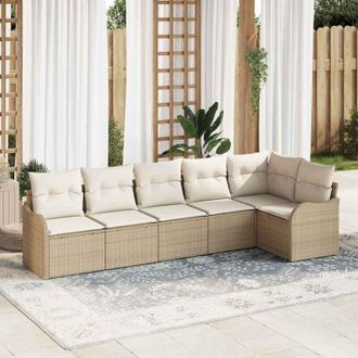 vidaXL Vidaxl - Conjunto De Sof&aacute; De Jard&iacute;n Con Coj&iacute;n 6 Pcs Beige Polirat&aacute;n