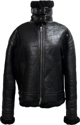 Balenciaga Balenciaga gekreukelde jas met shear-lined in zwart lamsleer