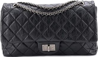 Chanel Reissue 2.55 Flap gewatteerde Aged 227 schoudertas van kalfsleer - Zwart