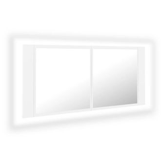 vidaXL Armario Espejo De Ba&ntilde;o Con Luz Led Acr&iacute;lico Blanco 100x12x45 Cm Vidaxl