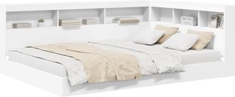 vidaXL Cama Con Estanter&iacute;a Blanco 135 X 190 Cm Madera De Ingenier&iacute;a Vidaxl