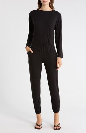 Go Couture Long Sleeve Jumpsuit in Black at Nordstrom Rack, Size X-Large