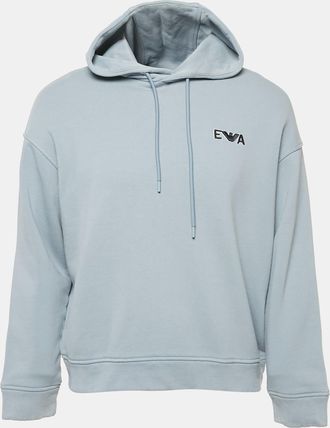 Emporio Armani Blue Cotton Knit Hoodie