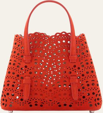Alaia Mina 20 Top-Handle Bag in Perforated Suede