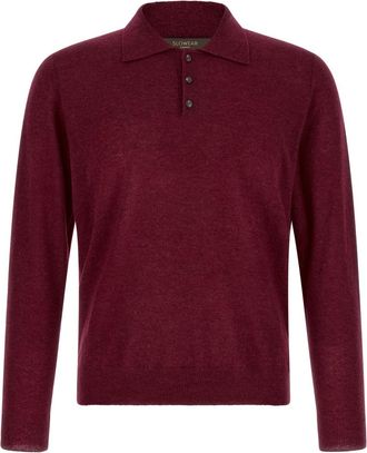 Zanone Maroon Solid Polo Sweater