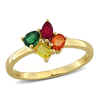 Mimi & Max Multi-Gem Cluster Ring Sterling Silver