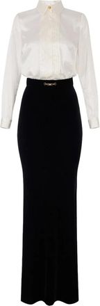 Elisabetta Franchi Longuette Jurk - Dames - Maxi kleedjes - Veelkleurig - XL - Satijn - Kleedjes
