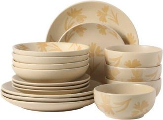 Gibson Home Admiral Hall 16-Piece Floral Stoneware Dinnerware Set in Cream at Nordstrom