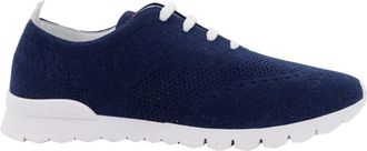 Kiton Gebreide Sneakers met Veters en Rubberen Zool - Heren - Sneakers - Blauw - 44 EU - Schoenen
