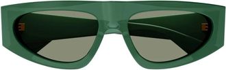 Bottega Veneta Tri-Fold Vierkante Zonnebril - unisex - Zonnebrillen - Groen - 57 MM - Accessoires