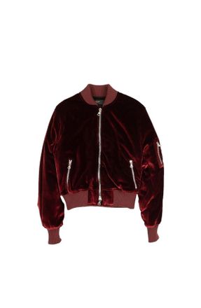 Amiri Velvet Satin Bomber Jacket- Burgundy
