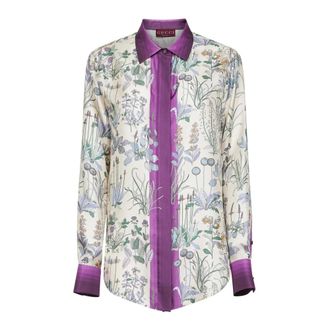 Gucci Shirts, female, Multicolor, Size: XS Printed Silk Twill Shirt