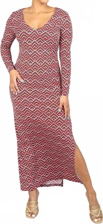 Vertigo Paris Printed Knit Maxi Dress In Red Pattern
