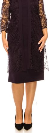 Brianna Milay 2-Piece Lace & Beaded Jacket Dress In Eggplant