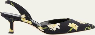 Manolo Blahnik Carolyne Floral Slingback Pumps