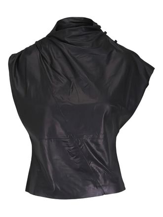 TWP draped collar top - Black