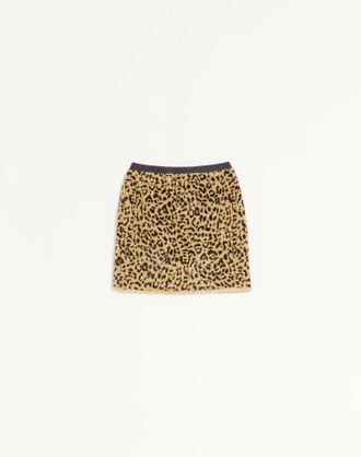 Valentino Jacquard Animal Print Lurex Knit Skirt Wo