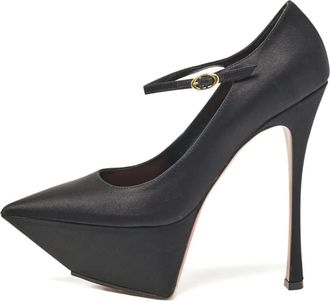 Amina Muaddi Pumps in raso con plateau 160mm - Nero