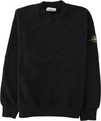 Stone Island Black Raglan Sleeve Logo Classic Cotton Sweatshirt