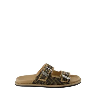 Fendi Sliders, male, Brown, Size: 10 US Jacquard Slip-On Sandals