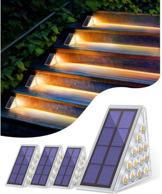 OEM Luces Solares Para Exteriores - 4 Luces Solares Para Escaleras - 13 Led Blanco C&aacute;lido - Iluminaci&oacute;n Impermeable Ip65 Para Jard&iacute;n, Patio, Garaje, Escal