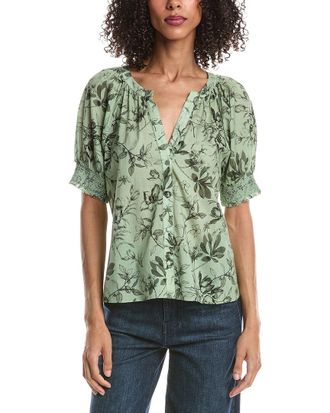 Alice & Olivia Alice + Olivia Thalia Puff Sleeve Button Down Blouse