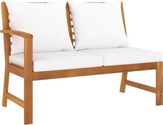 vidaXL Vidaxl - Banco De Jard&iacute;n 114,5 Cm Con Cojines Crema Madera Acacia Maciza