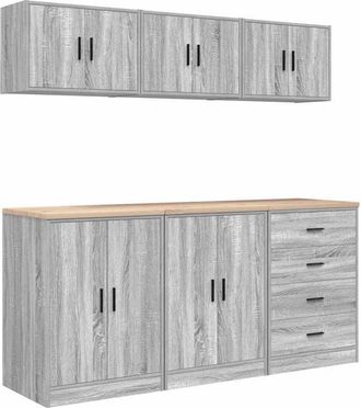 vidaXL Garage Cabinets 6 pcs Grey Sonoma Engineered Wood Vidaxl