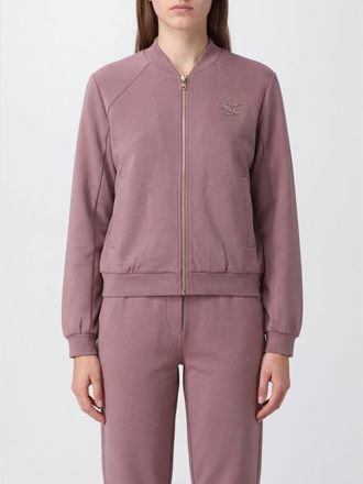 Liu Jo Felpa con zip in misto cotone e logo di strass