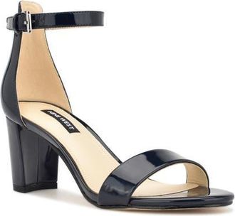 Nine West Pruce Ankle Strap Sandal in Navy Patent at Nordstrom, Size 9.5