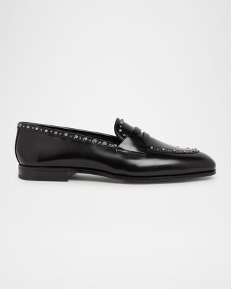 Churchs Onyx Met Studded Leather Penny Loafers