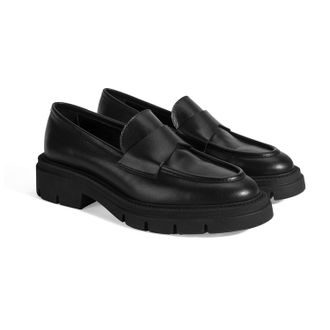 Desa Woman Leather Slip-Ons - Block Heel, Faux Leather Lining, Breathable, Water-Resistant | Black - 37