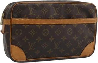 Louis Vuitton Pre-owned Clutch Bag - Dames - Vintage Tassen - Bruin - ONE Size - Leer - Vintage