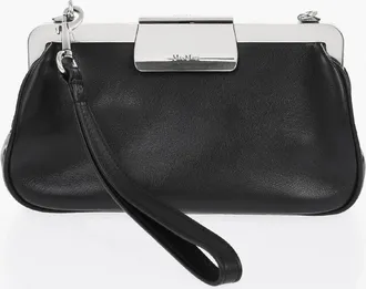 Max Mara Leather Clutch With Snap Closure Max Mara
