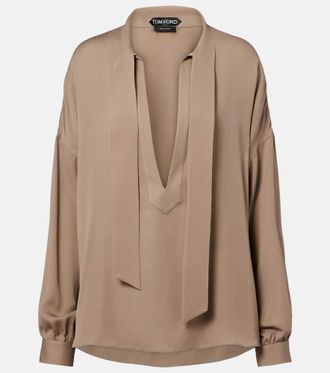 Tom Ford Tie-neck silk georgette blouse