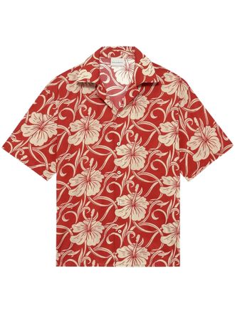 Dr&ocirc;le de Monsieur Hibiscus Floral Short-Sleeved Shirt with Classic Collar