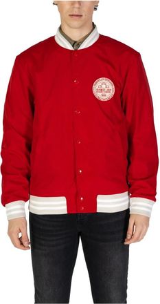 Replay Rode Effen Blazer met Rits - Heren - Bomber jackets - Rood - S - Katoen - Jassen